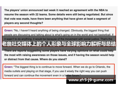 老詹社交媒体上的个人形象与全球影响力解析与总结 老詹社交媒体上的个人形象与全球影响力解析与总结